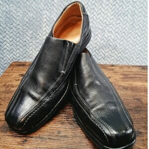 Sandro Moscoloni Mens Black Leather Square Toe Slip On Loafers 12D Brazil